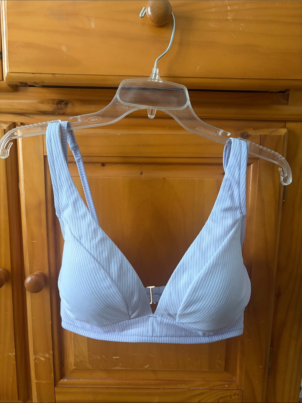 Shade & Shore Light Purple Ribbed Bikini Top